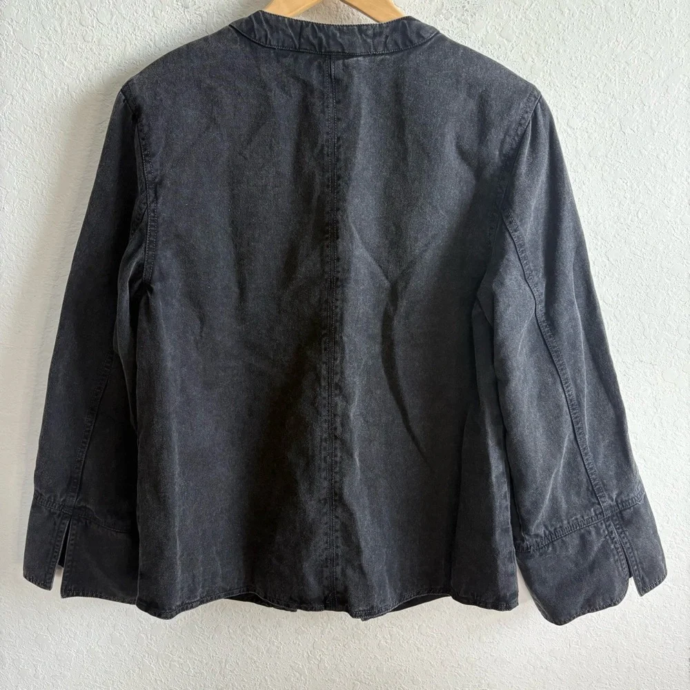 Free People Tie-Front Black Denim Jacket Dragonfly Wide Top XS - Picture 6 of 8